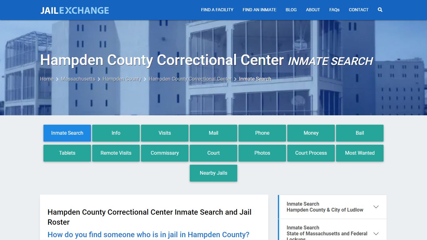 Hampden County Correctional Center Inmate Search - Jail Exchange